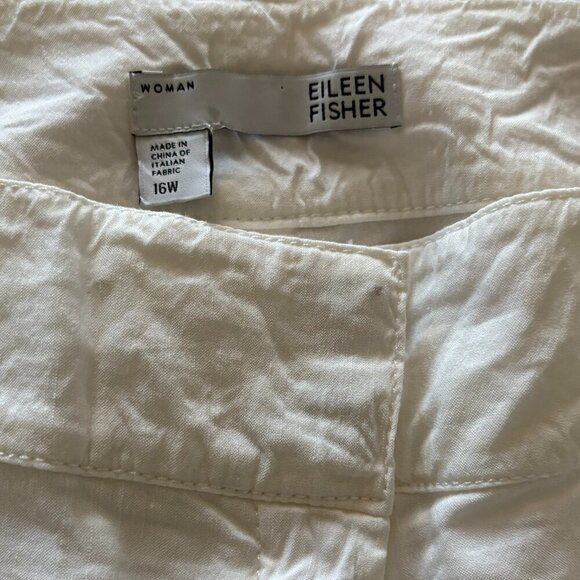 Eileen Fisher Organic Cotton Flat Front Stretch Cropped Pants White Size 16W - Picture 4 of 4